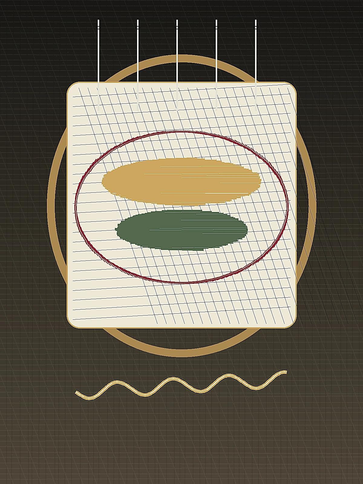 Example image of hoop, stitches, and computer embroidery technique